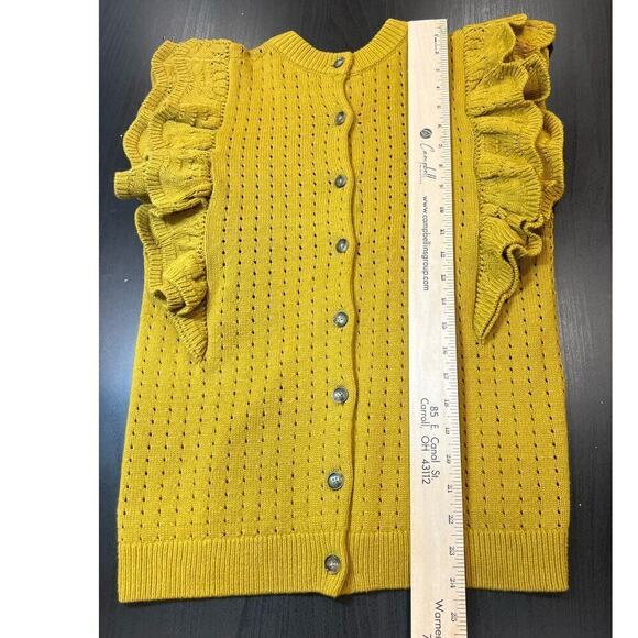 Who What Wear Flutter Sweater, Sleeveless, Rear Button, Yellow, size Large - Picture 7 of 12